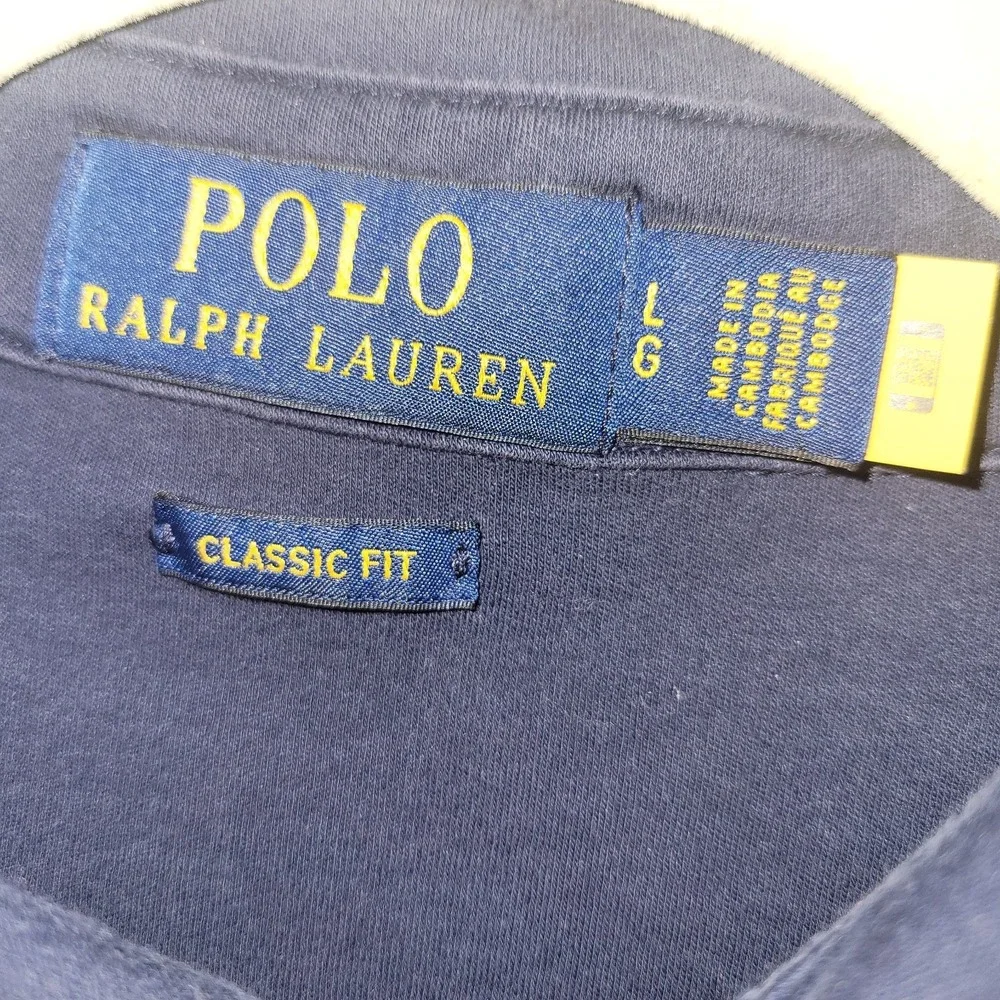 Polo Ralph Lauren‎ Classic Fit Polo Shirt Mens Large Navy Blue Short Sleeve...